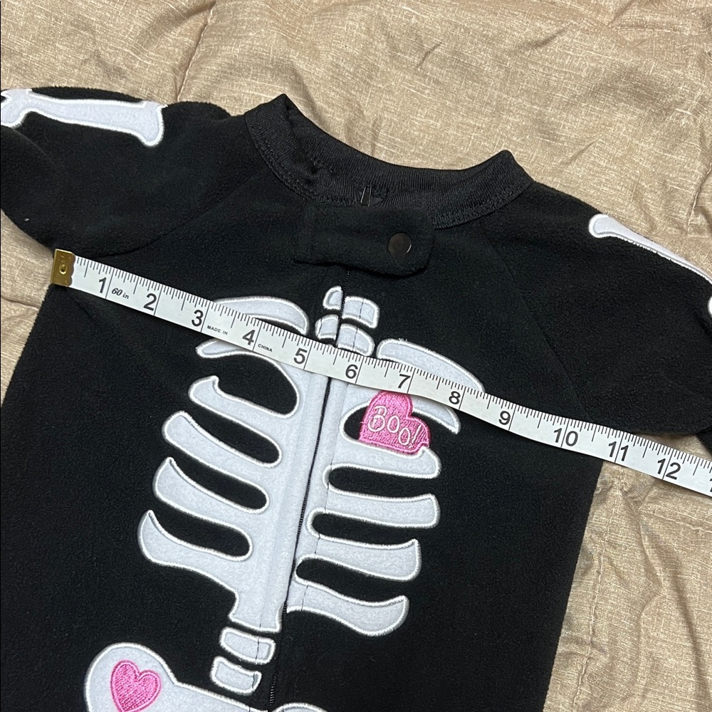 NWOT Black Skeleton Kids Footie Pajamas with Pink Accents 12M - Picture 3 of 8